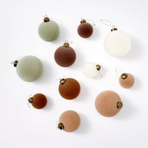 NWT Set of 11 Large Brown Green Velvet Tree Ornaments Threshold Studio McGee